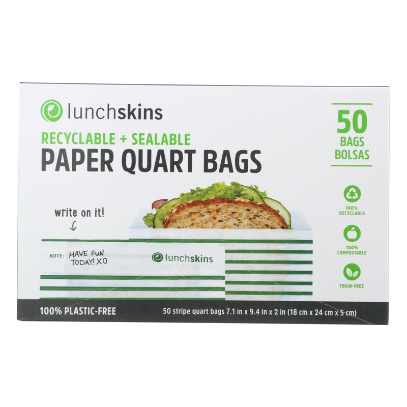 Lunchskins - Paper Sandwich Bags - Green Stripe - Case Of 12 - 50 Count - Orca Market