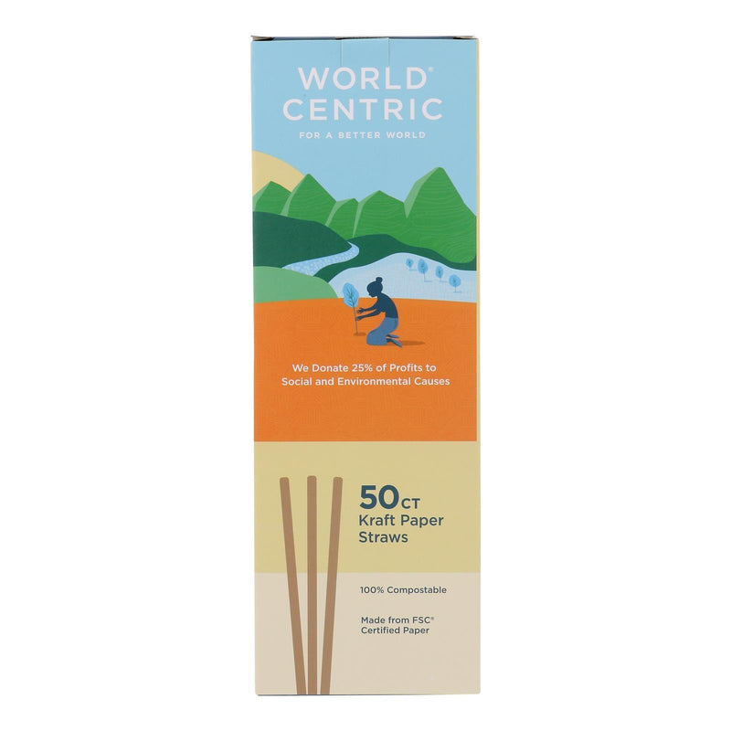 World Centric - Straws 8in Compost Kraft Paper- Case Of 24 - 50 Ct - Orca Market