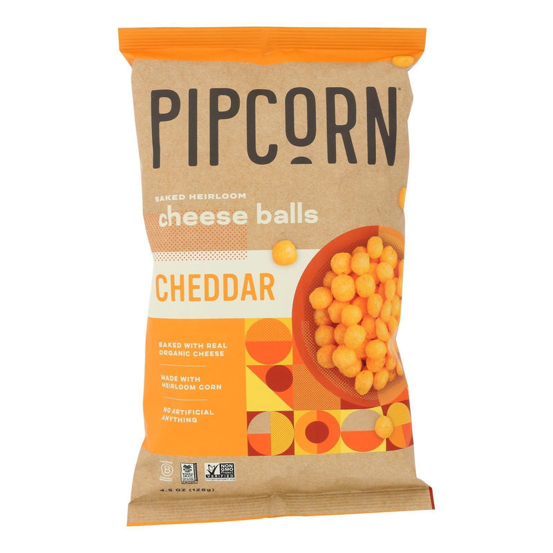 Pipcorn - Cheese Balls Cheddar - Case Of 12 - 4.5 Oz - Orca Market