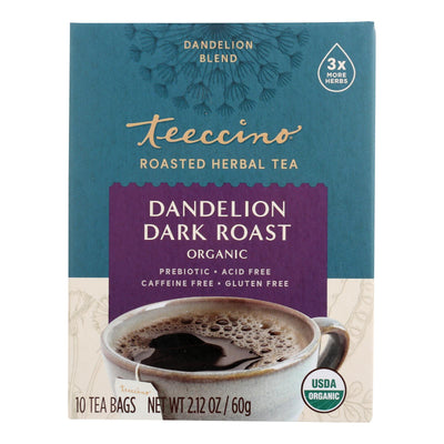 Teeccino Organic Herbal Coffee - Dandelion Dark Roast - 10 Bags - Case Of 6 - Orca Market