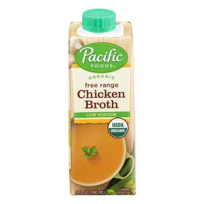 Pacific Natural Foods Free Range Chicken Broth - Low Sodium - Case Of 6 - 8 Fl Oz. - Orca Market