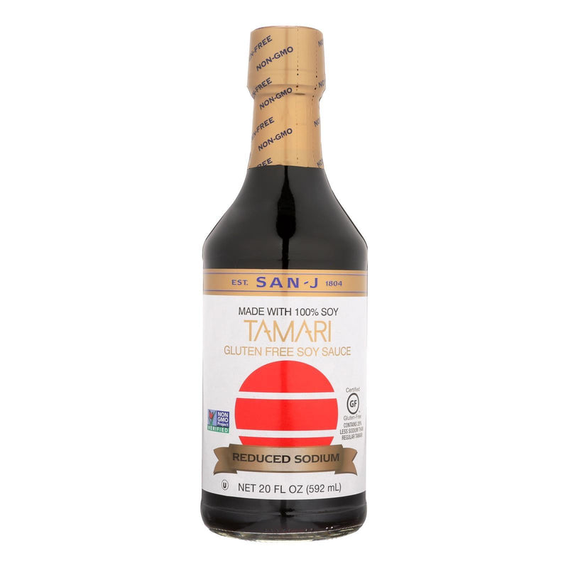 San - J Tamari Soy Sauce - Reduced Sodium - Case Of 6 - 20 Fl Oz. - Orca Market