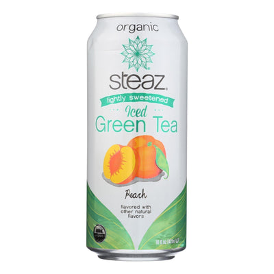 Steaz Lightly Sweetened Green Tea - Peach - Case Of 12 - 16 Fl Oz. - Orca Market