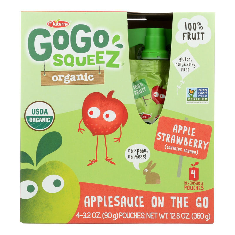 Gogo Squeeze Applesauce - Apple Strawberry - Case Of 12 - 3.2 Oz. - Orca Market