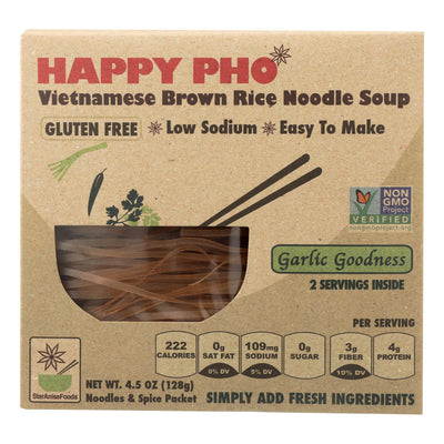 Happy Pho Brown Rice Noodle Soup Mix, Garlic Goodness - Case Of 6 - 4.5 Oz - Orca Market