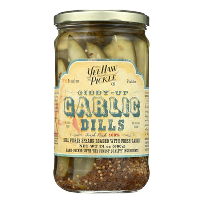 Yee-haw Pickle Dills Pickle - Giddy Up Garlic - Case Of 6 - 24 Oz. - Orca Market