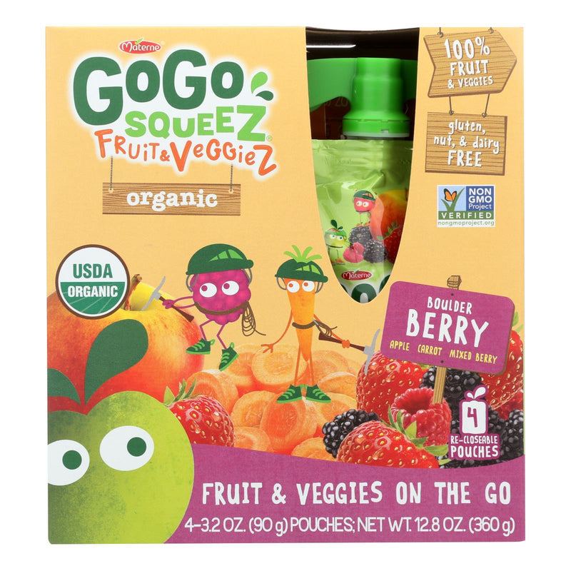 Gogo Squeez Bolder Berry Organic Fruit & Veggiez On The Go - Case Of 12 - 4/3.2 Oz - Orca Market