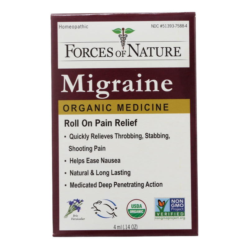 Forces Of Nature Certified Organic Medicine Migraine Rollerball Applicator - 1 Each - 4 Ml - Orca Market