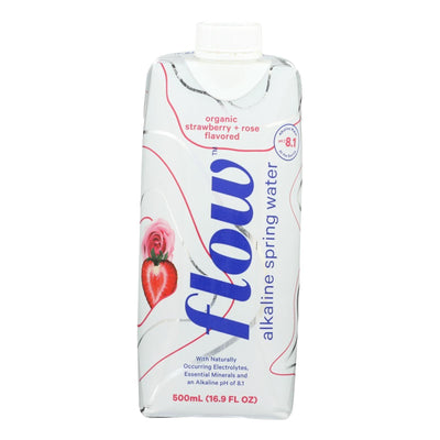 Flow Alkaline Spring Water Organic Strawberry + Rose - Case Of 12 - 500 Ml - Orca Market