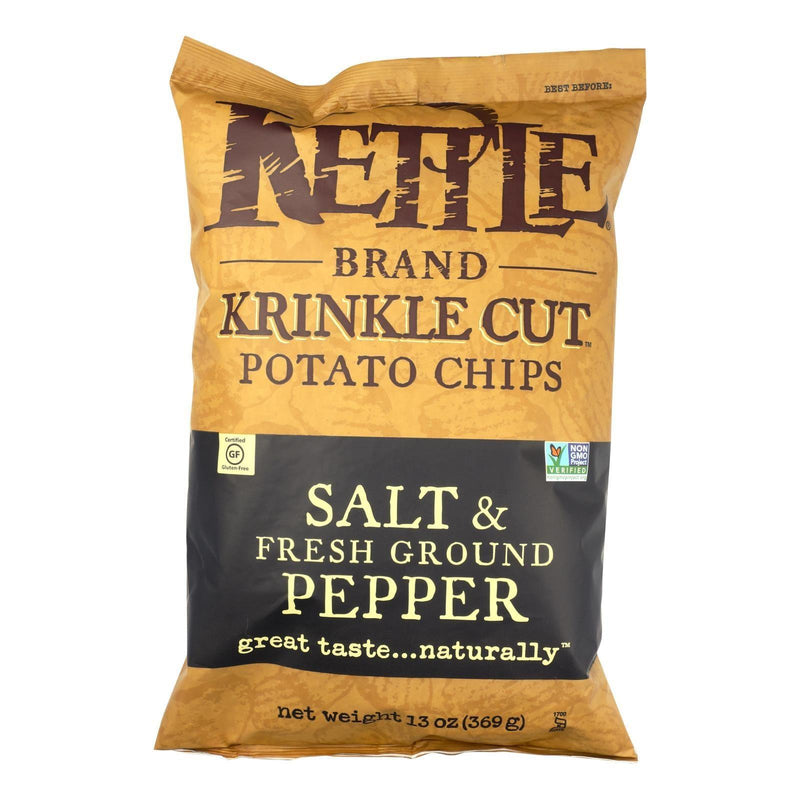 Kettle Brand Salt & Pepper Krinkle Cut Potato Chips - Case Of 9 - 13 Oz - Orca Market