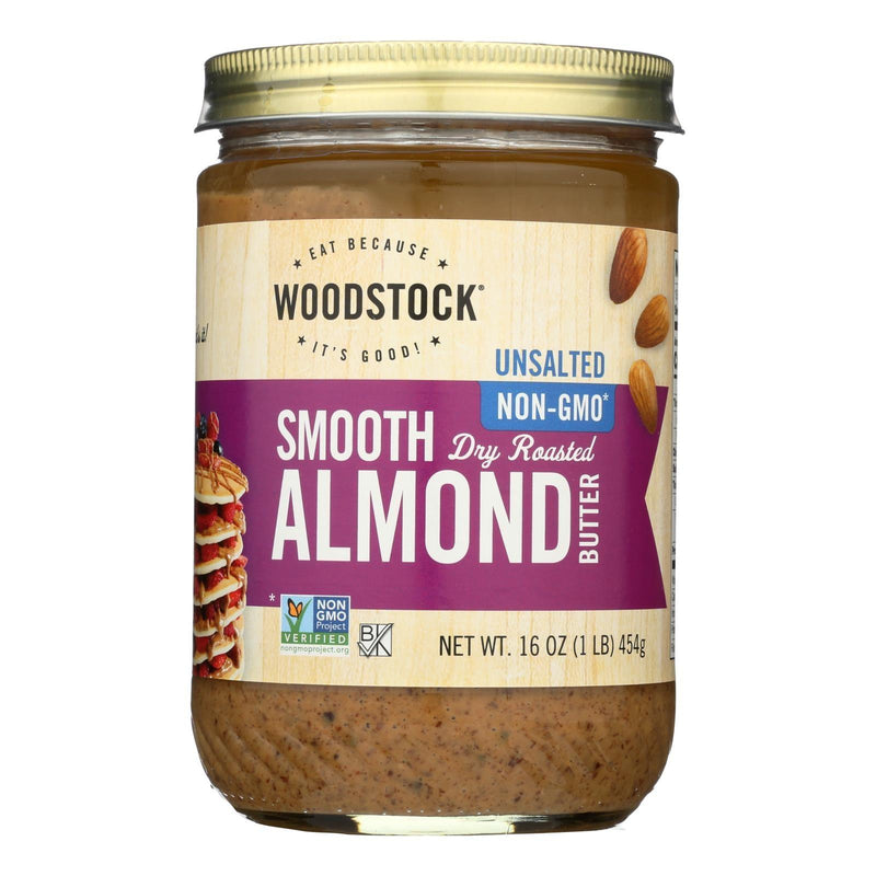 Woodstock Unsalted Non-gmo Smooth Dry Roasted Almond Butter - Case Of 12 - 16 Oz - Orca Market