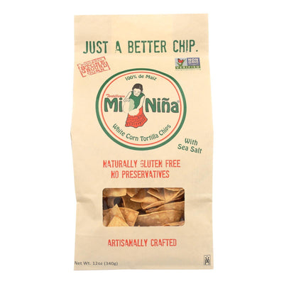 Mi Nina's White Corn Tortilla Chips With Sea Salt - Case Of 9 - 12 Oz - Orca Market