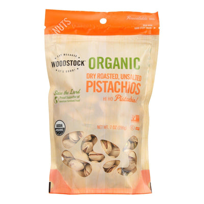 Woodstock Organic Pistachios, Dry Roasted And Unsalted - Case Of 8 - 7 Oz - Orca Market