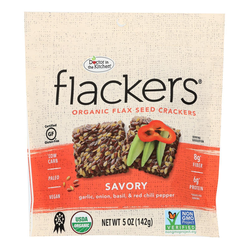 Doctor In The Kitchen - Organic Flax Seed Crackers - Savory - Case Of 6 - 5 Oz. - Orca Market