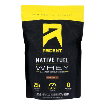 Ascent Native Fuel Chocolate Whey Protein Powder Blend Chocolate - 1 Each - 2 Lb - Orca Market