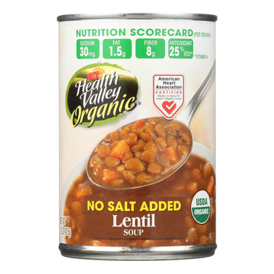 Health Valley Organic Soup - Lentil No Salt Added - Case Of 12 - 15 Oz. - Orca Market