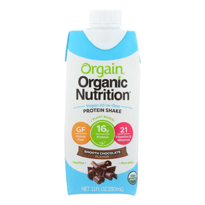 Orgain Organic Vegan Nutritional Shakes - Smooth Chocolate - Case Of 12 - 11 Fl Oz. - Orca Market