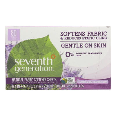 Seventh Generation - Fabric Softener Sheets Eucalyptus & Lavender - Case Of 4-80 Ct - Orca Market