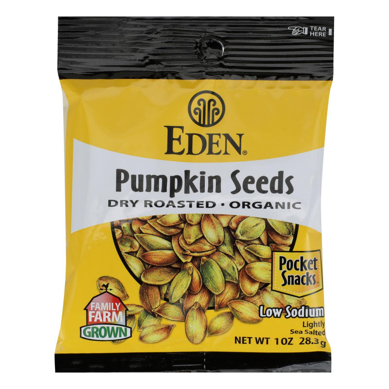 Eden Foods Organic Pocket Snacks - Pumpkin Seeds - Dry Roasted And Salted - 1 Oz - Case Of 12 - Orca Market