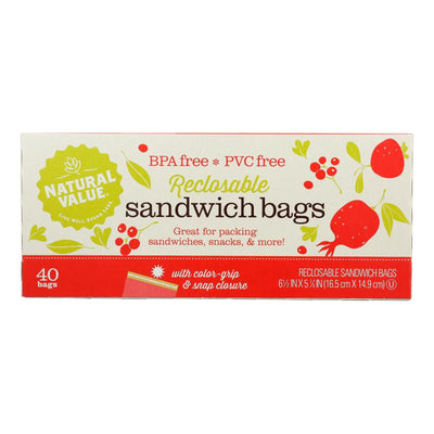 Natural Value - Sandwich Bags Reclosable - Case Of 12 - 40 Ct - Orca Market