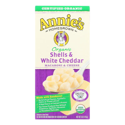 Annie's Homegrown Organic Shells And White Cheddar Macaroni And Cheese - Case Of 12 - 6 Oz. - Orca Market