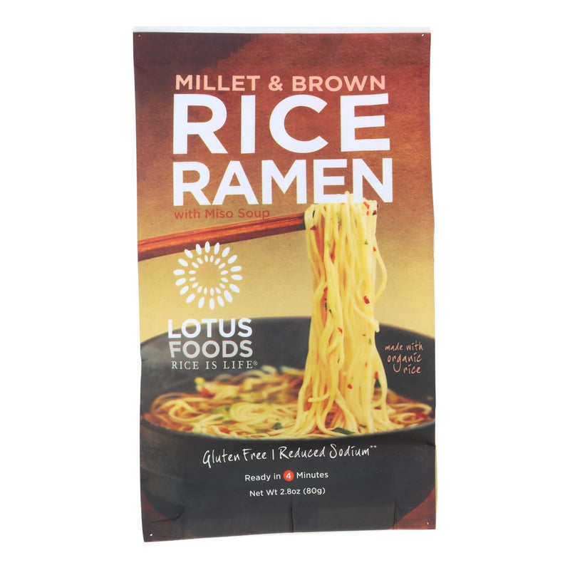 Lotus Foods Ramen - Organic - Millet And Brown Rice - With Miso Soup - 2.8 Oz - Case Of 10 - Orca Market