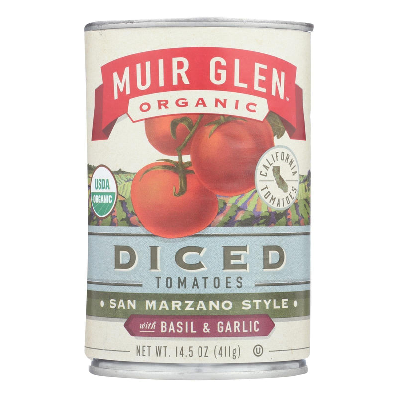 Muir Glen Diced Tomatoes Basil And Garlic - Tomato - Case Of 12 - 14.5 Oz. - Orca Market