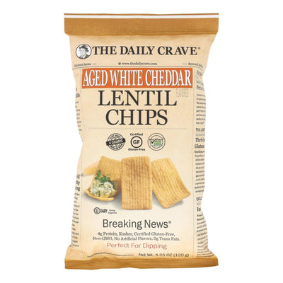 The Daily Crave - Lentil Chip Aged Wht Chd - Case Of 8 - 4.25 Oz - Orca Market