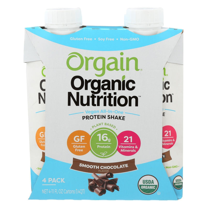 Orgain Organic Vegan Nutrition Shakes - Smooth Chocolate - Case Of 3 - 4/11 Fz - Orca Market