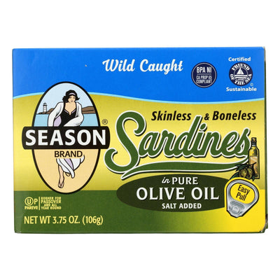 Season Skinless & Boneless Sardines In Pure Olive Oil - Case Of 12 - 3.75 Oz - Orca Market