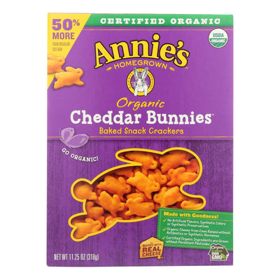 Annie's Homegrown Organic Bunnies Crackers - Cheddar - Case Of 6 - 11.25 Oz - Orca Market