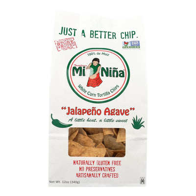 Mi Nina's White Corn Tortilla Chips With Jalapeno Aguave - Case Of 9 - 12 Oz - Orca Market