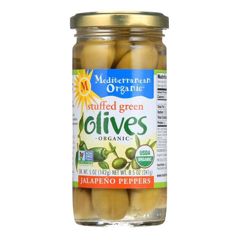 Mediterranean Organic Organic Stuffed Green Olives Jalapeno Peppers - Case Of 12 - 8.5 Oz - Orca Market