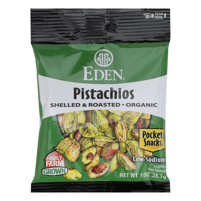 Eden Foods Organic Pocket Snacks - Pistachios - Shelled And Dry Roasted - 1 Oz - Case Of 12 - Orca Market