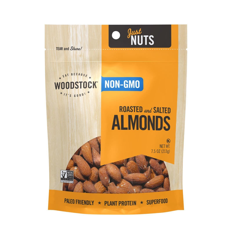 Woodstock Non-gmo Almonds, Roasted And Salted - Case Of 8 - 7.5 Oz - Orca Market