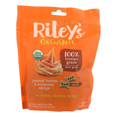 Riley's Organics Organic Dog Treats, Peanut Butter & Molasses Recipe, Small - Case Of 6 - 5 Oz - Orca Market