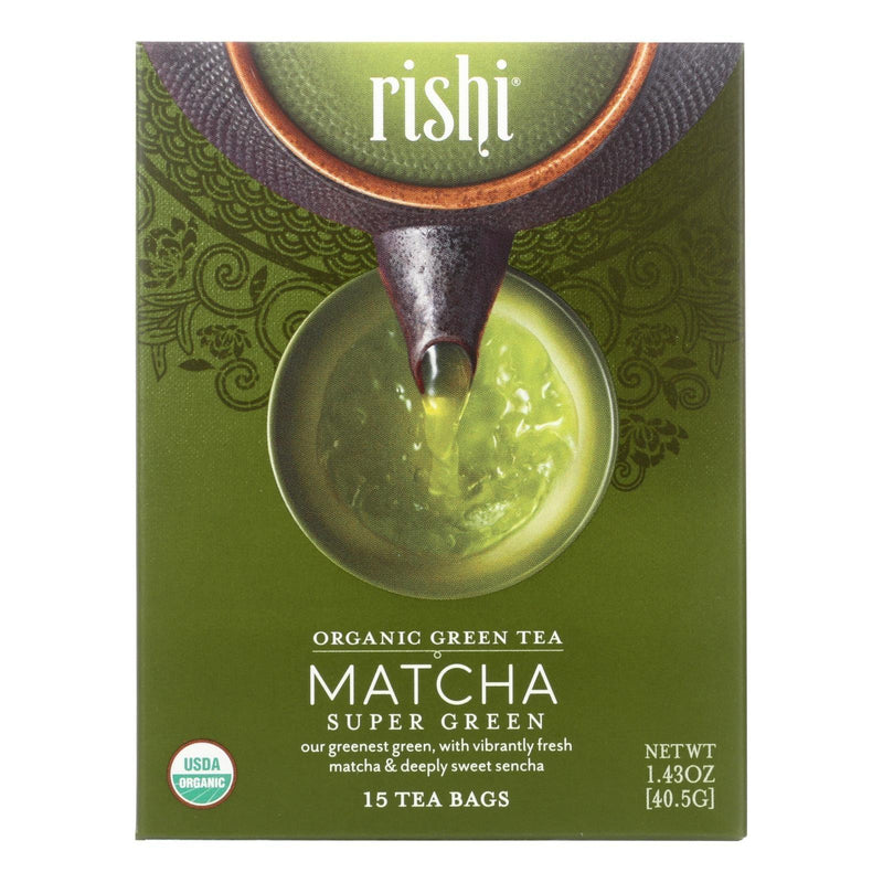 Rishi Green Tea Blend - Matcha Super - Case Of 6 - 15 Bags - Orca Market