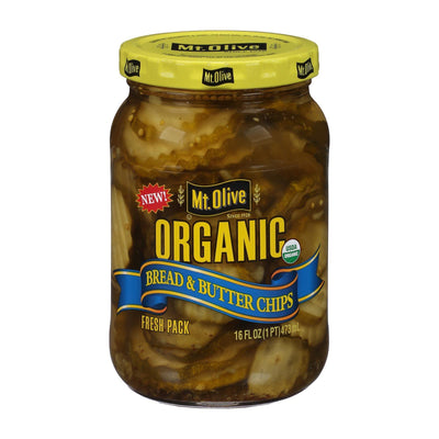 Mt Olive Pickle Co - Organic Pickles - Bread And Butter Chips - Case Of 6 - 16 Fl Oz. - Orca Market