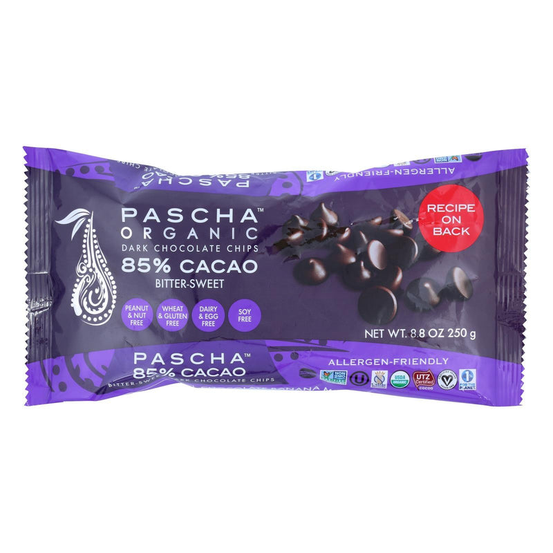 Pascha Organic Chocolate Chips -bitter-sweet Dark 85% - Case Of 6 - 8.8 Oz - Orca Market