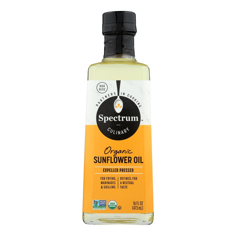 Spectrum Naturals High Heat Refined Organic Sunflower Oil - Case Of 12 - 16 Fl Oz. - Orca Market