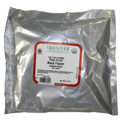 Frontier Herb Pepper Organic Fair Trade Certified Black Fine Grind - Single Bulk Item - 1lb - Orca Market