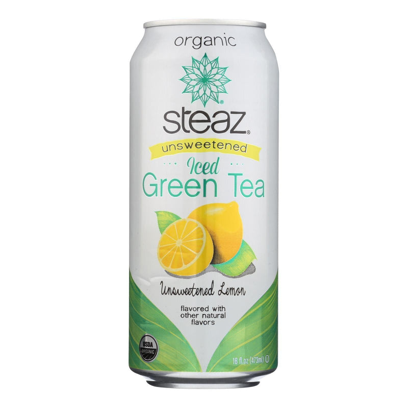 Steaz Unsweetened Green Tea - Lemon - Case Of 12 - 16 Fl Oz. - Orca Market