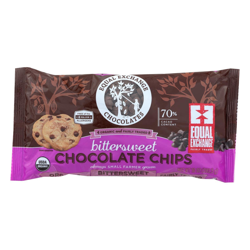 Equal Exchange Organic Bittersweet Chocolate Chips - Bittersweet Chocolate Chips - Case Of 12 - 10 Oz. - Orca Market