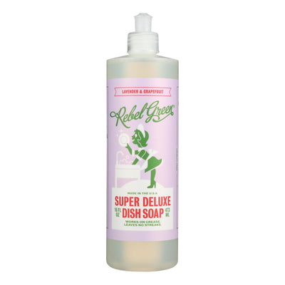 Rebel Green Dish Soap - Lavender And Grapefruit - Deluxe - Case Of 4 - 16 Fl Oz - Orca Market