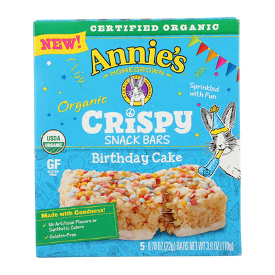 Annie's Homegrown - Crispy Snack Bars Birthday Cake 5count - Case Of 8 - 3.9 Oz - Orca Market