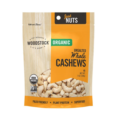 Woodstock Organic Whole Cashews, Unsalted - Case Of 8 - 7 Oz - Orca Market