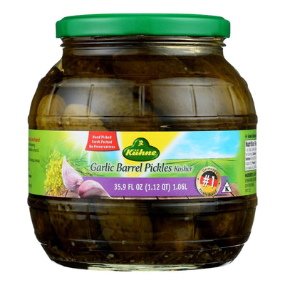 Kuhne Pickle - Barrel - Garlic - Case Of 6 - 34.2 Fl Oz - Orca Market