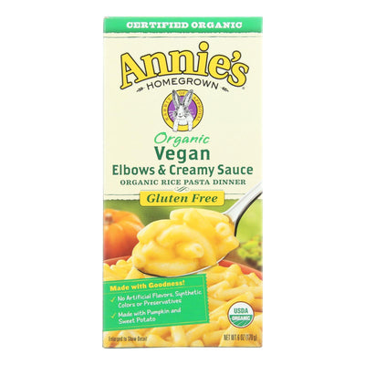 Annie's Homegrown Organic Gluten Free Vegan Elbows And Creamy Sauce Rice Pasta Dinner - Case Of 12 - 6 Oz. - Orca Market