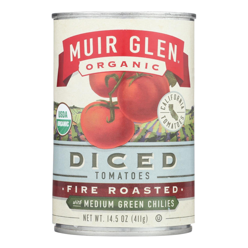 Muir Glen Fire Roasted Diced Tomatoes With Green Chilies - Green Chilies - Case Of 12 - 14.5 Oz. - Orca Market