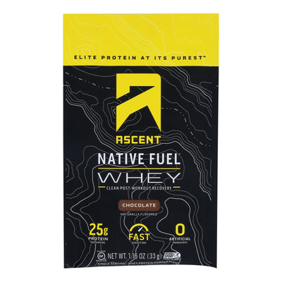 Ascent Native Fuel Chocolate Whey Protein Powder Blend Chocolate - Case Of 15 - 1.16 Oz - Orca Market